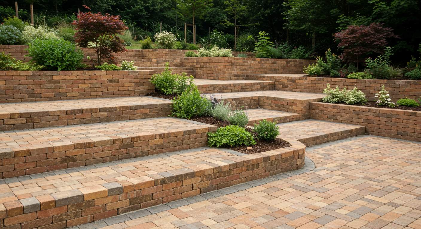 Террасирование декоративным кирпичом