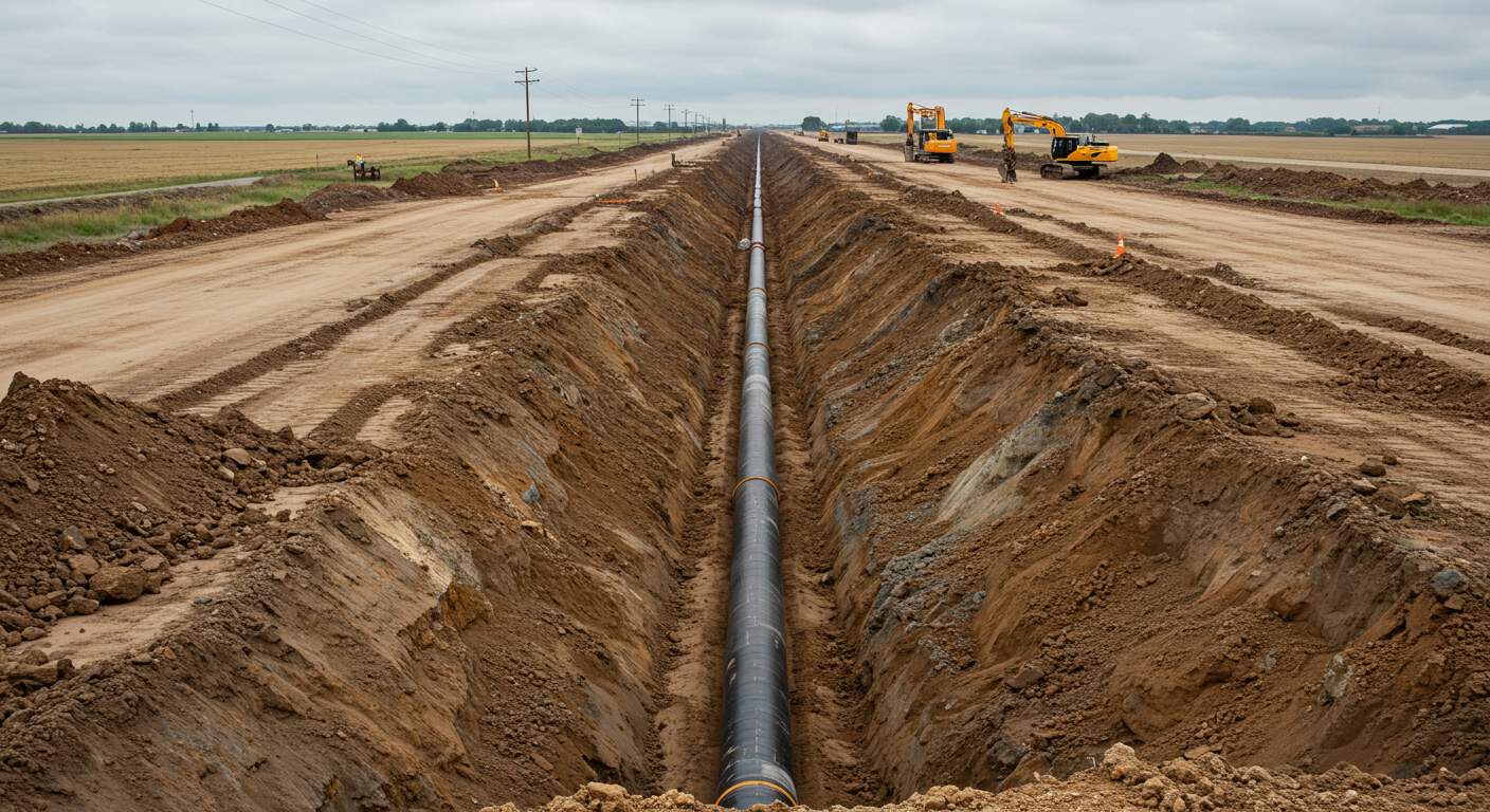 Траншея для магистрального газопровода