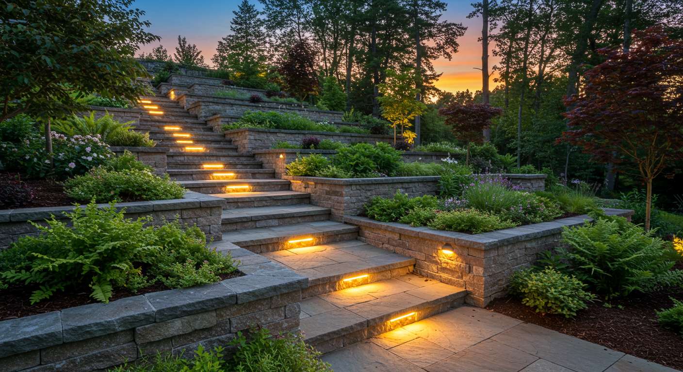 Террасирование и освещение ступеней