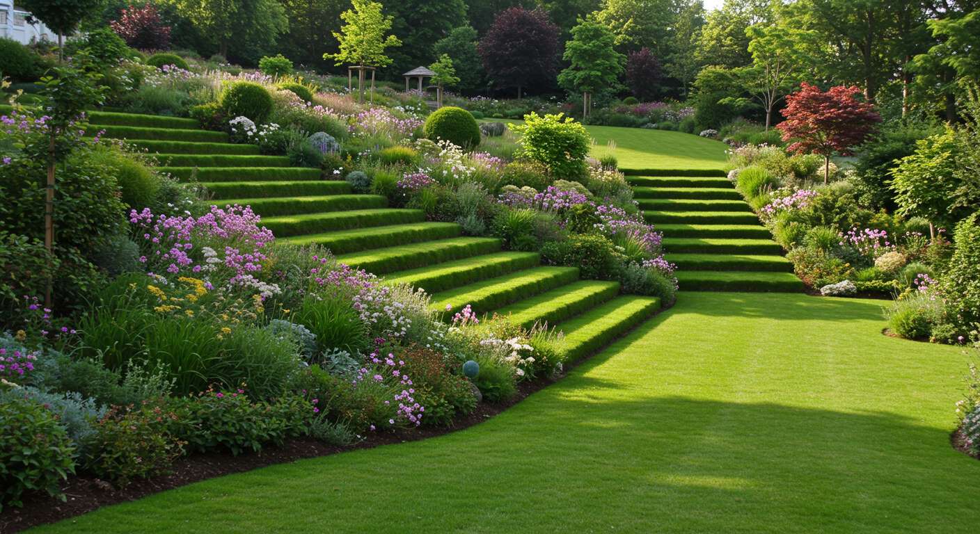 Террасирование и декоративные газоны