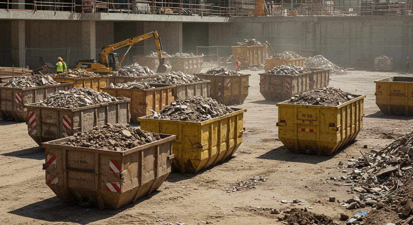 Контейнеры для вывоза крупногабаритного мусора на стройплощадке