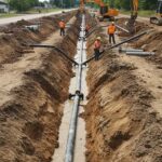 Устройство водоотводных канав и коллектора